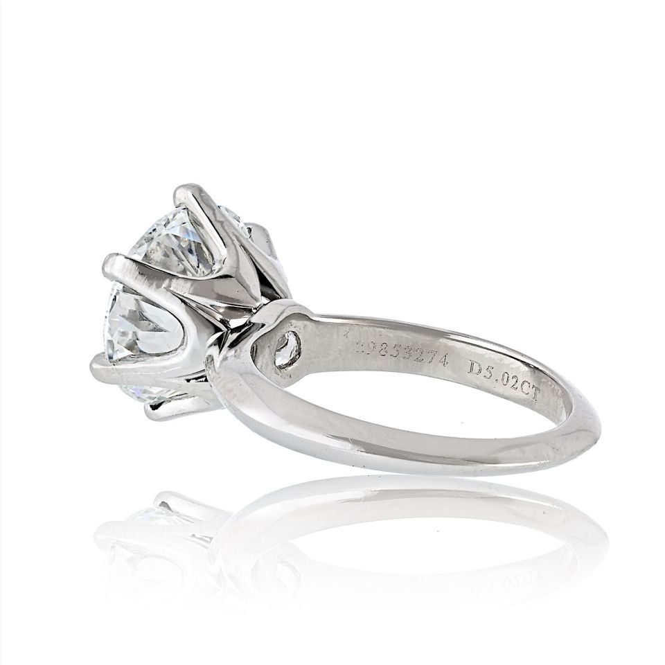 Tiffany & Co. 5 carat Round Diamond F/VS1 GIA Six Prong Classic Solitaire Ring