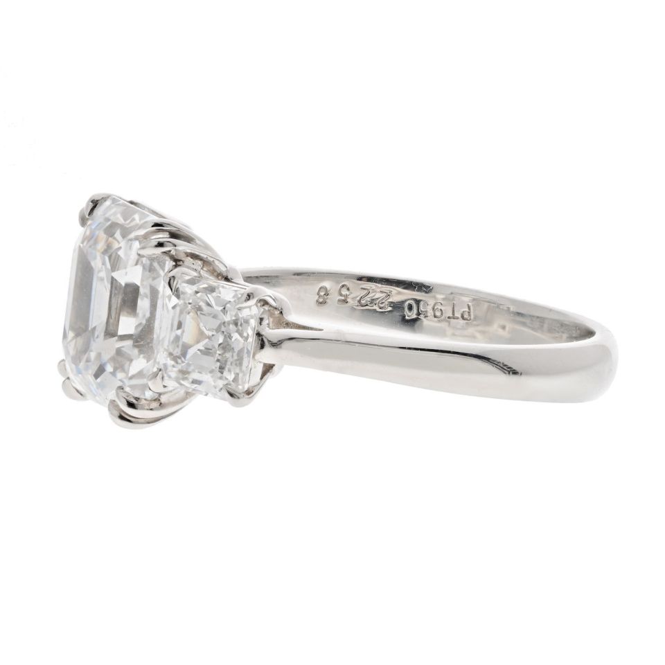 Ascher Cut 3 carat Emerald Cut Diamond D/VVS2 GIA  Ring