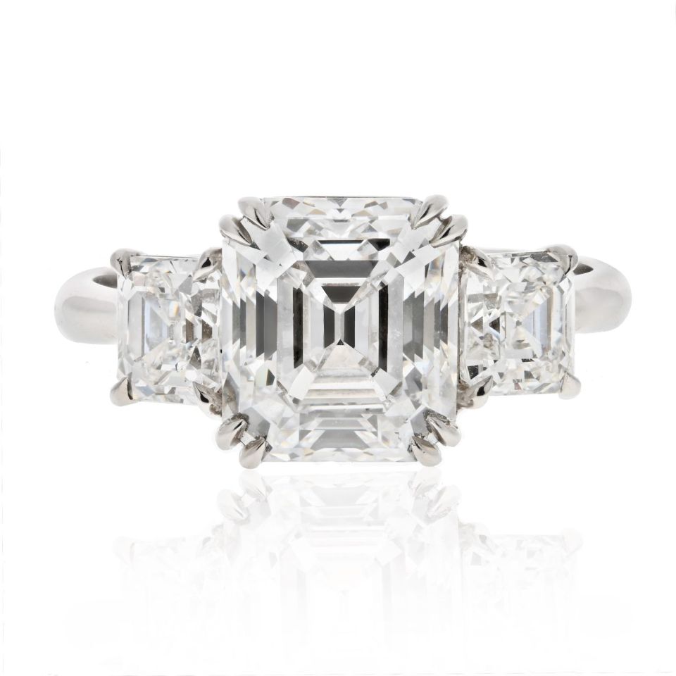 Ascher Cut 3 carat Emerald Cut Diamond D/VVS2 GIA Engagement Ring