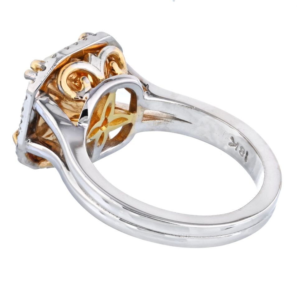 5 carat Radiant Cut Diamond Fancy Yellow GIA  Ring