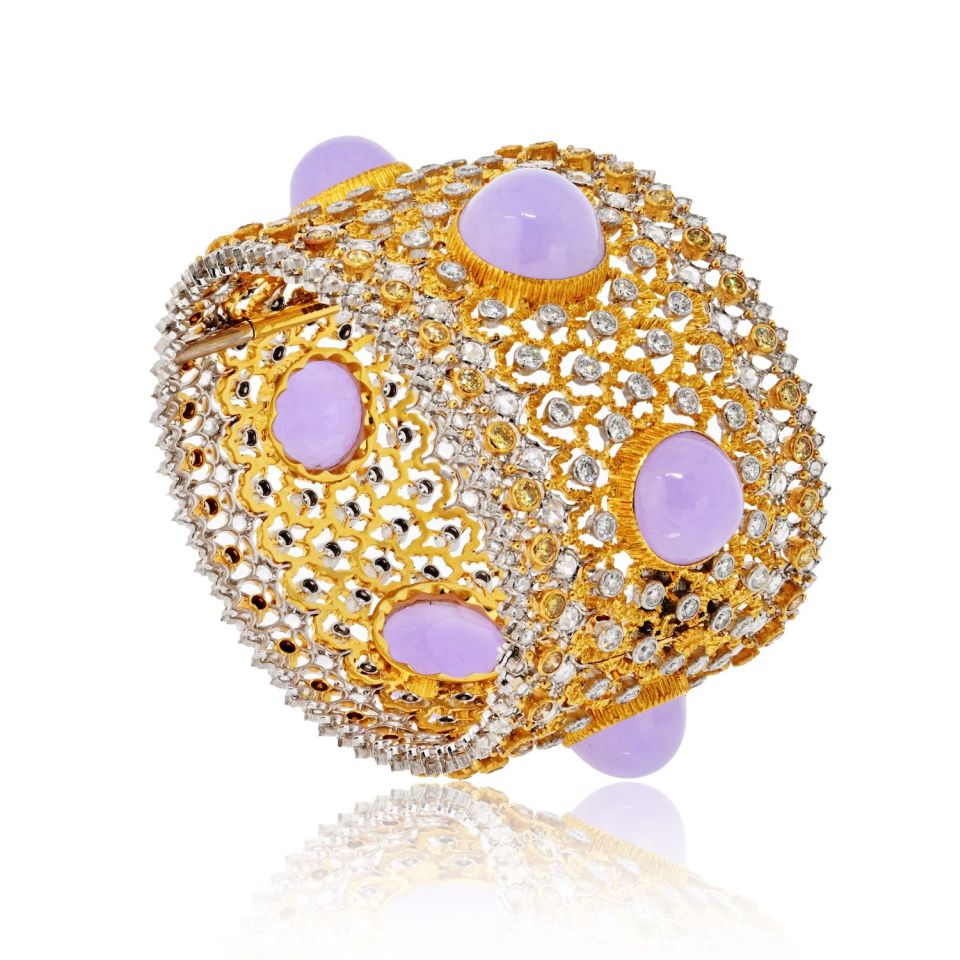 Buccellati 18K Two Tone Diamond And Chalcedony Bracelet