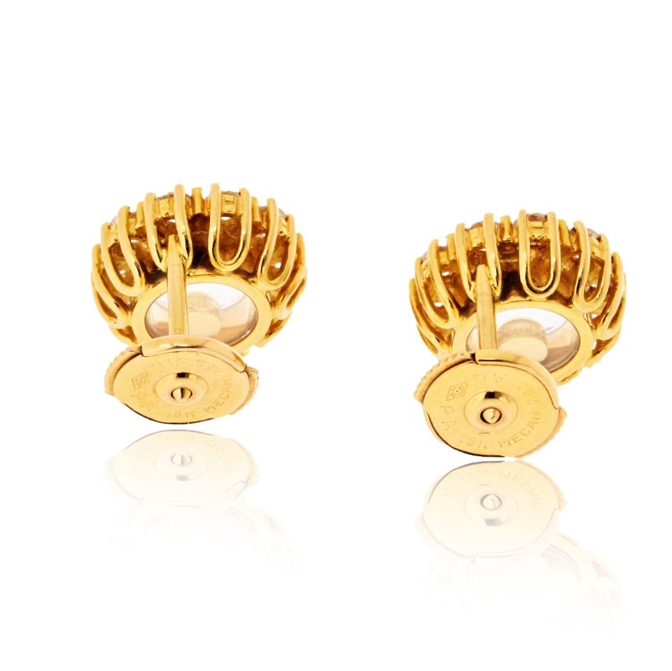 Chopard 18K Yellow Gold Happy Diamond Round 1.20cttw Stud Earrings