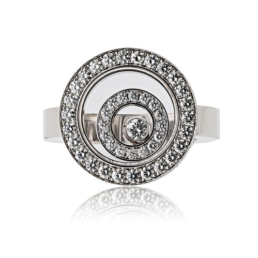 Chopard 18K White Gold Happy Spirit Double Pave Diamond Ring