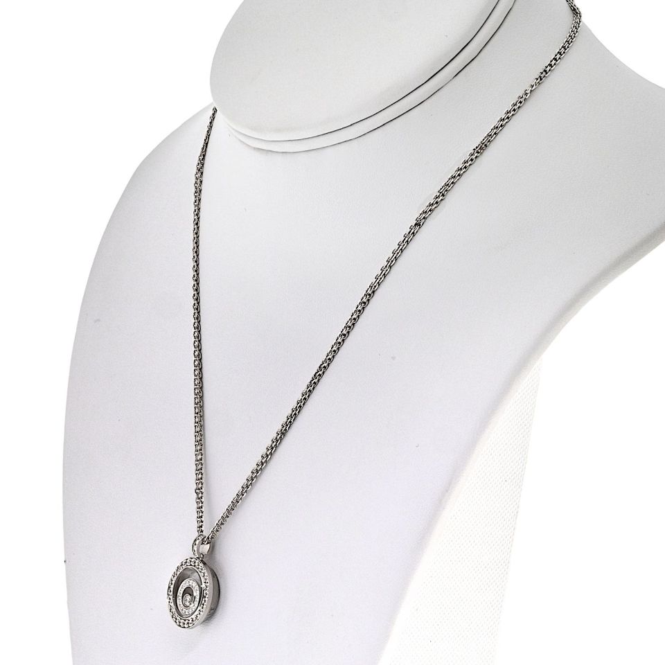 Chopard 18K White Gold Happy Spirit Round Diamond Necklace