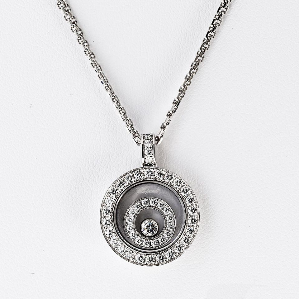 Chopard 18K White Gold Happy Spirit Round Diamond Necklace