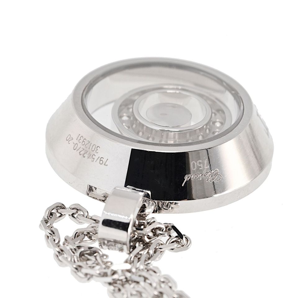 Chopard 18K White Gold Happy Spirit Round Diamond Necklace