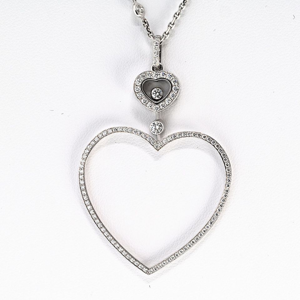 Chopard Happy Diamonds 18K White Gold Happy Diamond Open Heart 0.70cttw Necklace