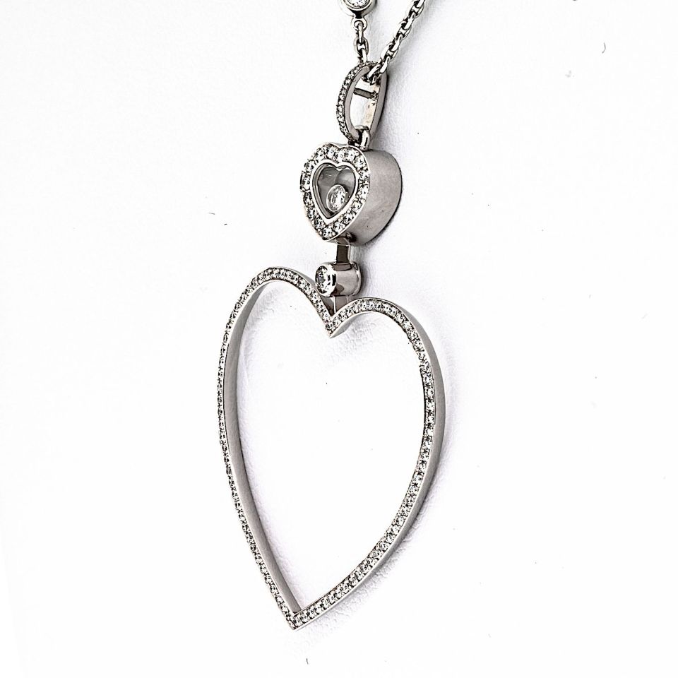Chopard Happy Diamonds 18K White Gold Happy Diamond Open Heart 0.70cttw Necklace