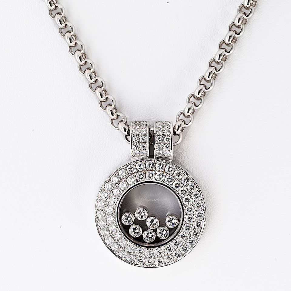 Chopard Happy Diamonds 18K White Gold 2.05cttw Pave Double Row Round Necklace