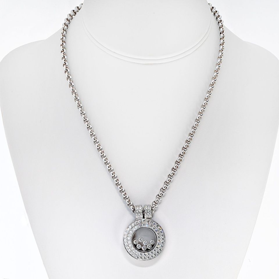 Chopard Happy Diamonds 18K White Gold 2.05cttw Pave Double Row Round Necklace