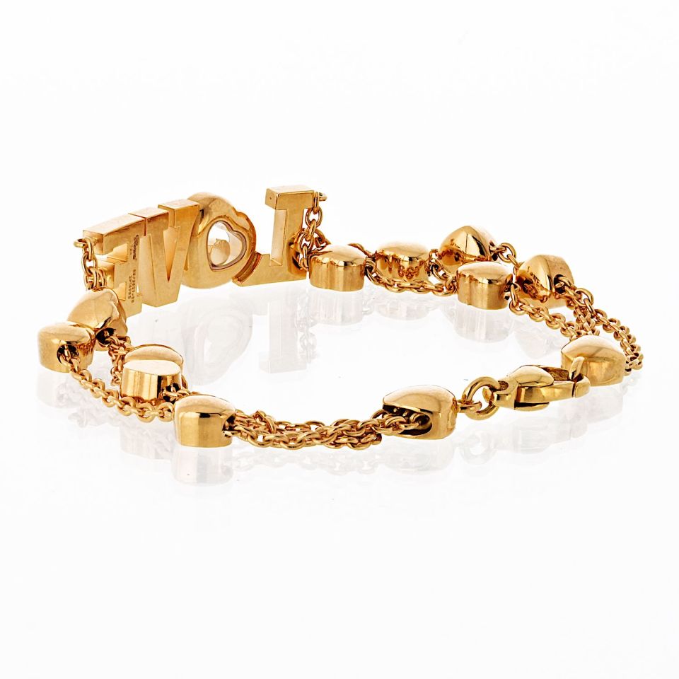 Chopard Happy Diamonds 18K Yellow Gold Love 0.28cttw Diamond Bracelet