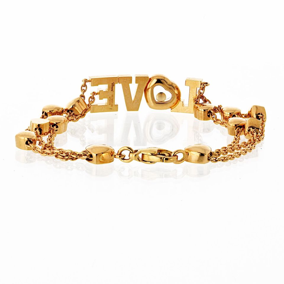 Chopard Happy Diamonds 18K Yellow Gold Love 0.28cttw Diamond Bracelet