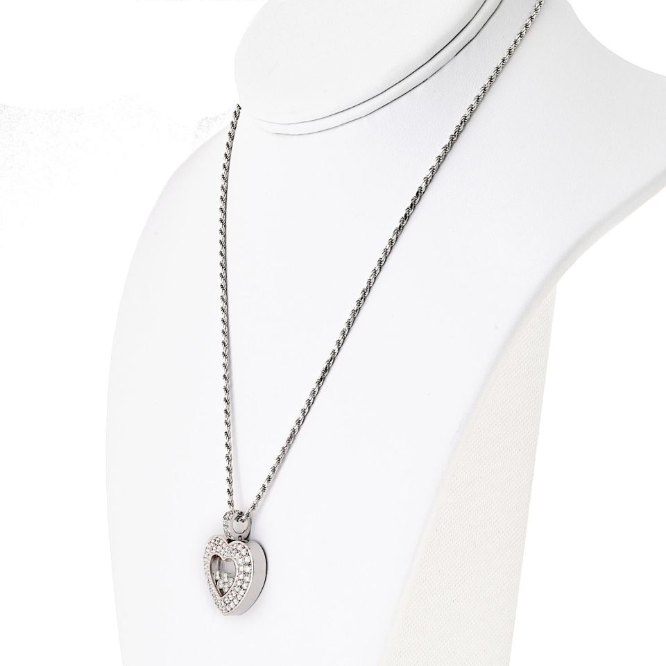 Chopard Happy Diamonds 18K White Gold Five Floating Diamond Heart Necklace
