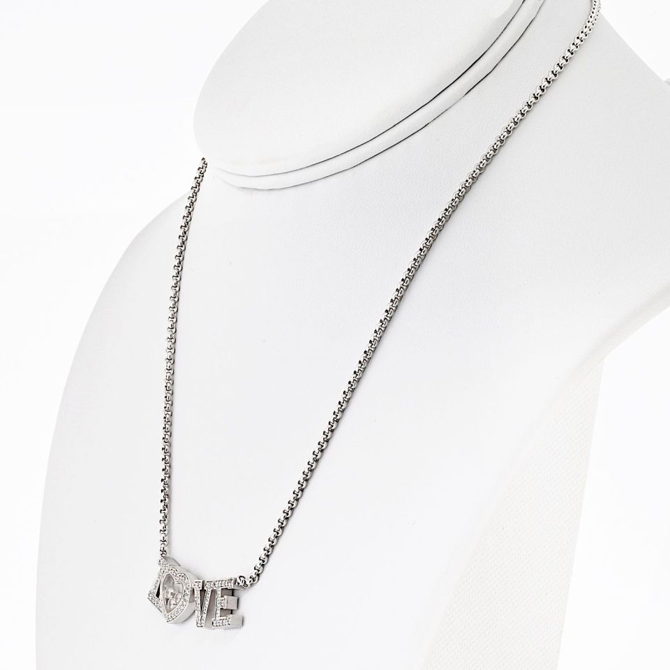 Chopard Happy Diamonds 18K White Gold 0.72cttw Diamond Love Word Necklace