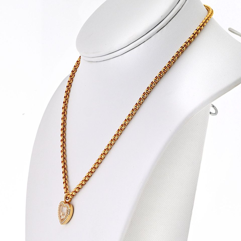 Chopard Happy Diamonds 18K Yellow Gold 0.36cttw Diamond Pave Set Heart Pendant Necklace