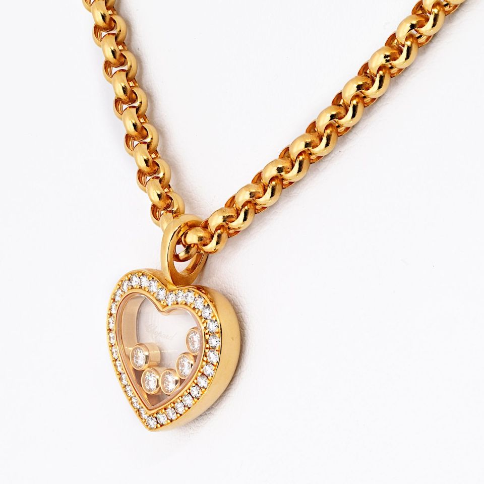 Chopard Happy Diamonds 18K Yellow Gold 0.36cttw Diamond Pave Set Heart Pendant Necklace