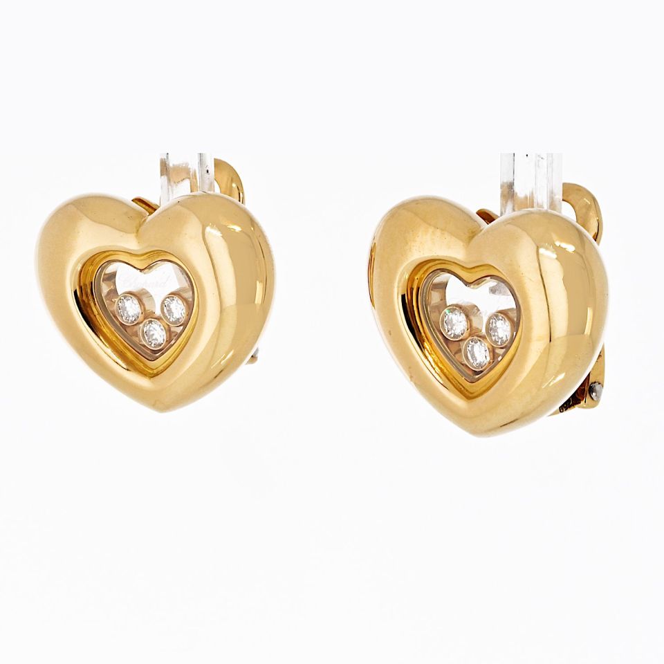 Chopard Happy Diamonds 18K Yellow Gold Three Diamond Floating 0.25cttw Earrings