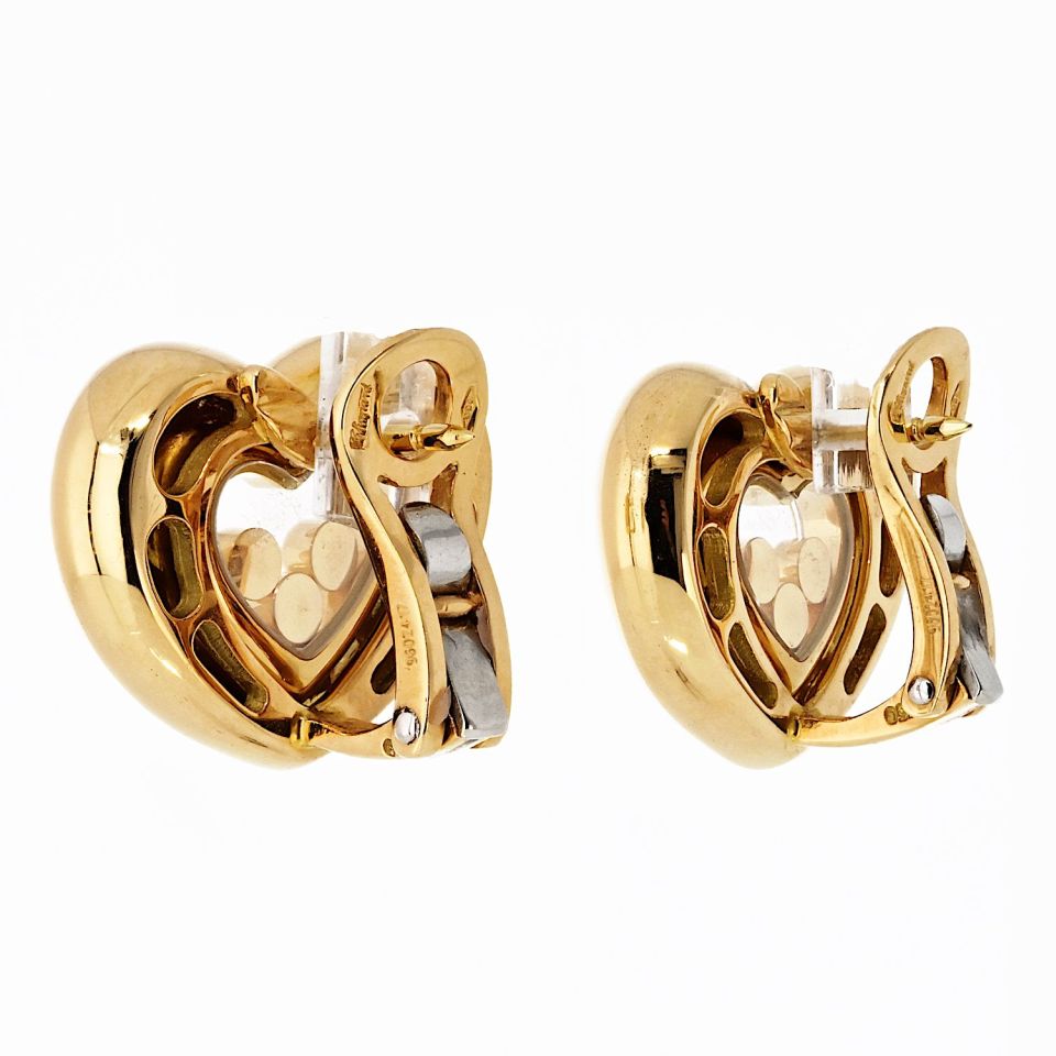 Chopard Happy Diamonds 18K Yellow Gold Three Diamond Floating 0.25cttw Earrings