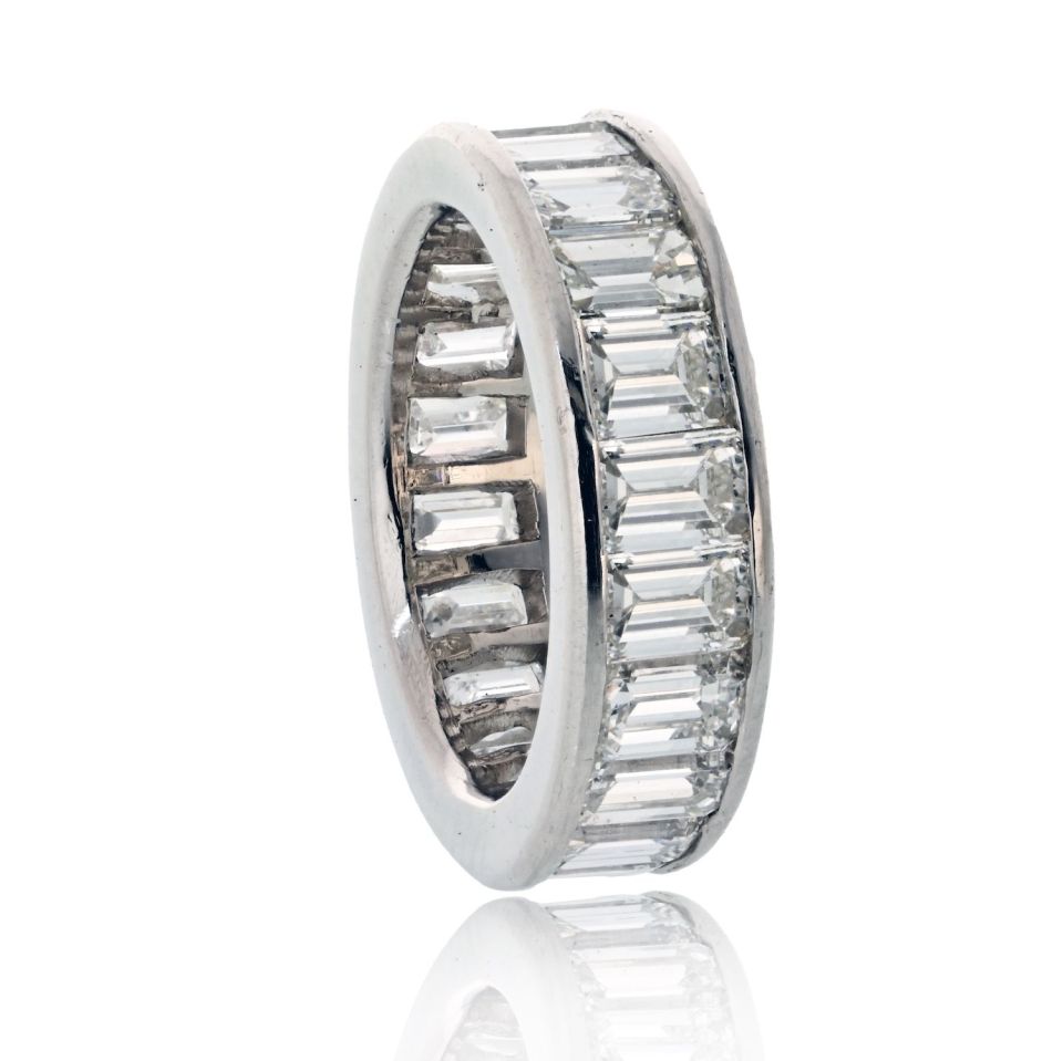 Platinum 5.00cttw Emerald Cut Diamond Channel Set Eternity Band