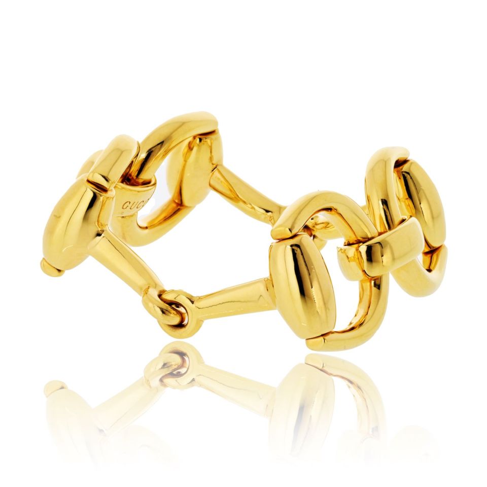 Gucci 18K Yellow Gold Horsebit Vintage Large Link Bracelet
