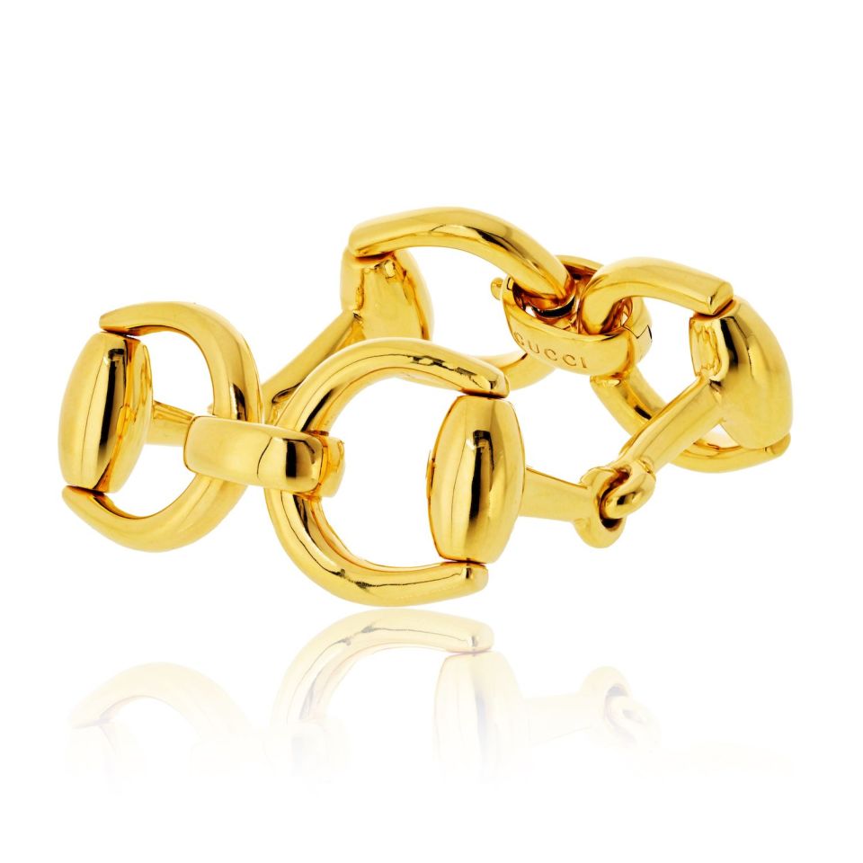 Gucci 18K Yellow Gold Horsebit Vintage Large Link Bracelet
