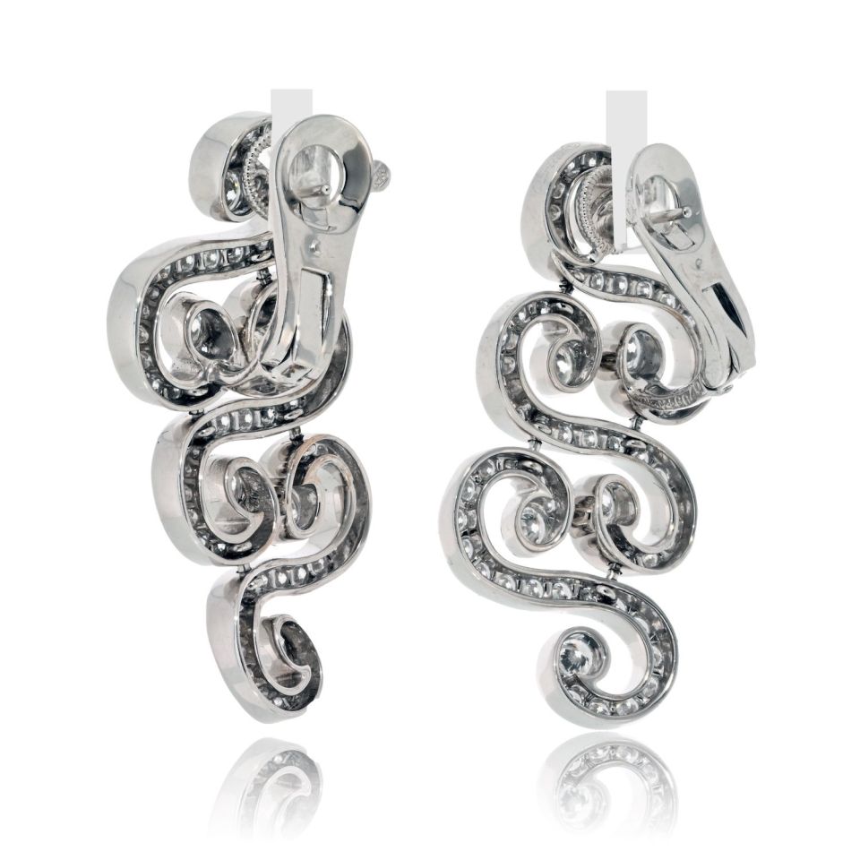 Cartier 18K White Gold Arabesque Scroll 6.50cttw Earrings