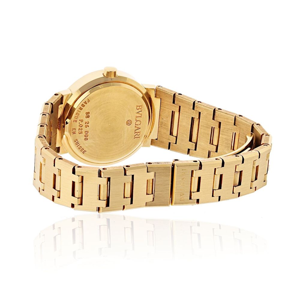 Bvlgari 18K Yellow Gold BB 26 DGG Diamond Dial Wrist Size 6 Watch