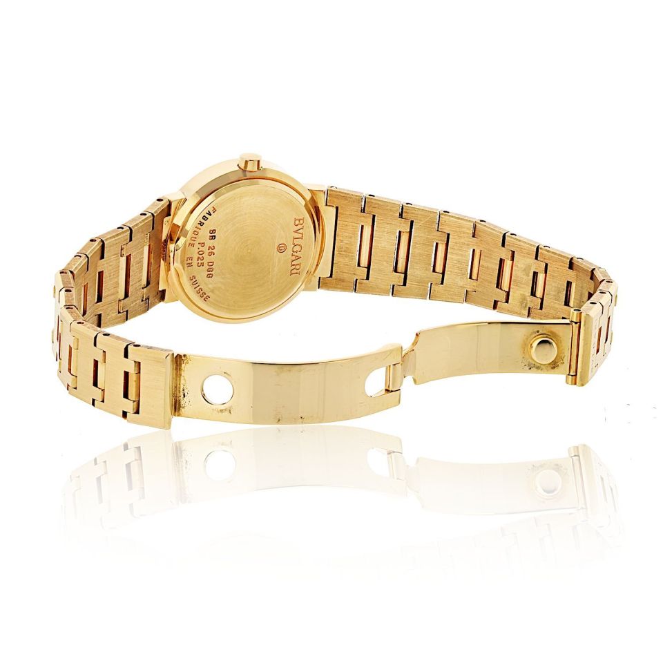 Bvlgari 18K Yellow Gold BB 26 DGG Diamond Dial Wrist Size 6 Watch
