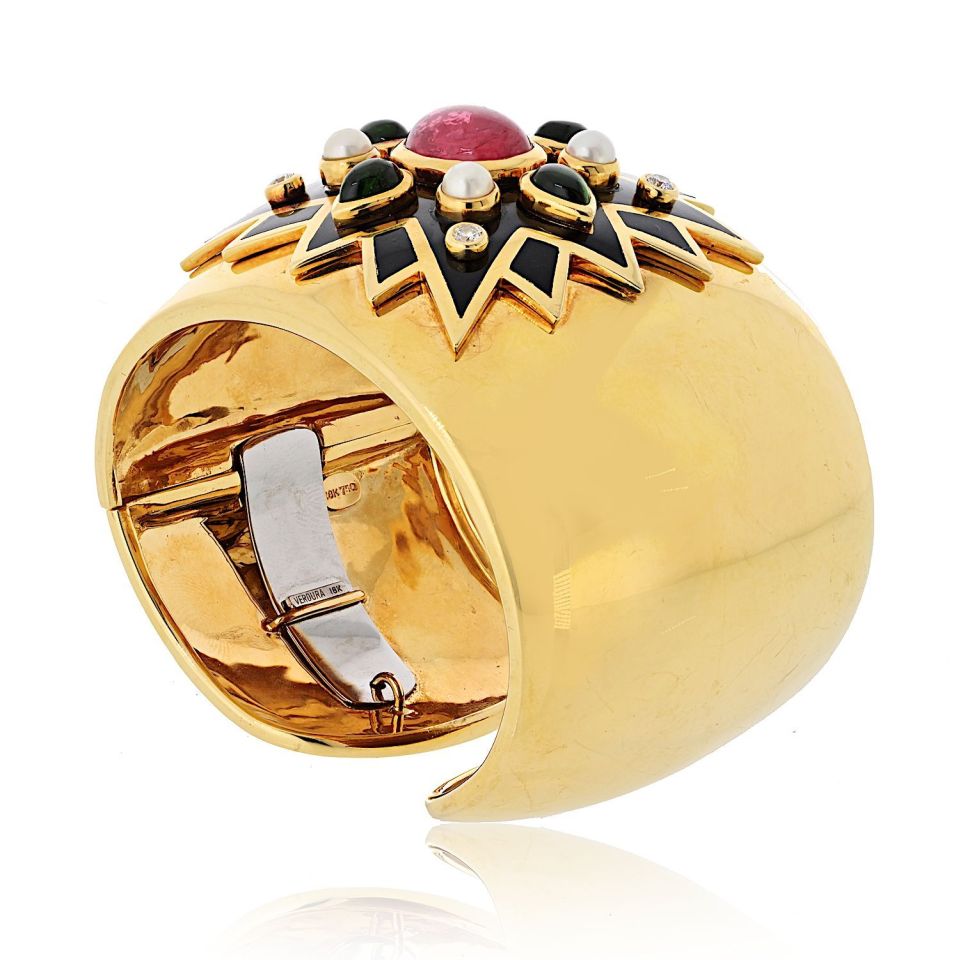 Verdura 18K Yellow Gold Maltese Cross Sunburst Bracelet