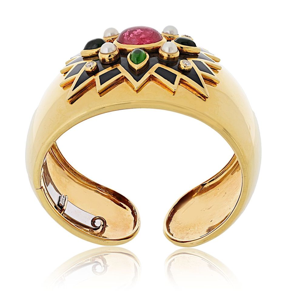 Verdura 18K Yellow Gold Maltese Cross Sunburst Bracelet