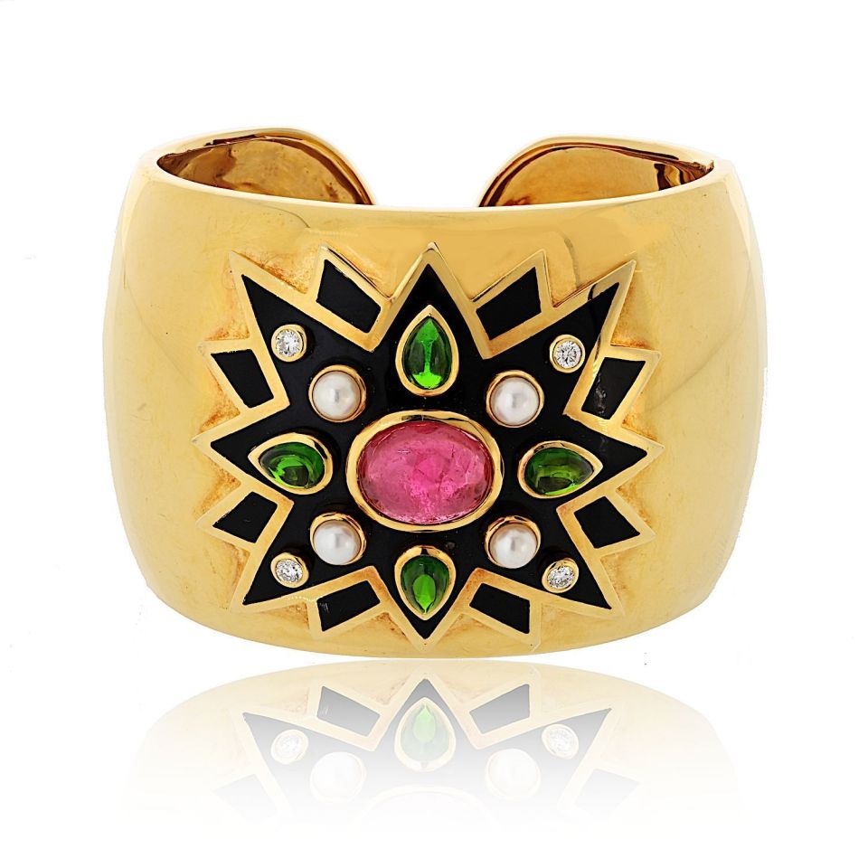Verdura 18K Yellow Gold Maltese Cross Sunburst Bracelet