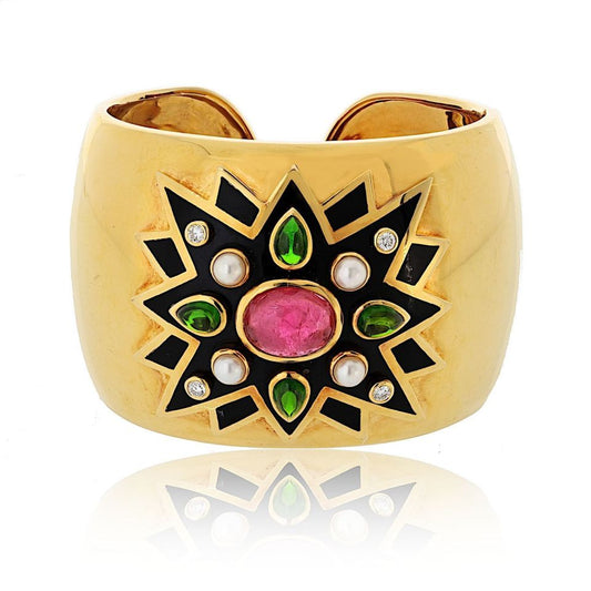 Verdura 18K Yellow Gold Maltese Cross Sunburst Bracelet