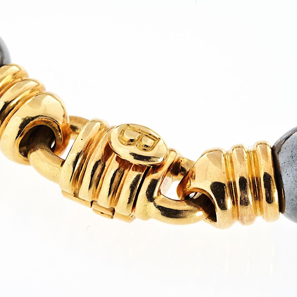 Bvlgari 18K Yellow Gold Ganico Hematite 42cm Long Necklace