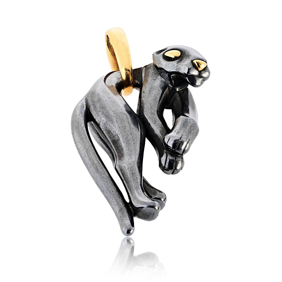 Cartier Panthere 18K Yellow Gold Hematite Panthere Pendant