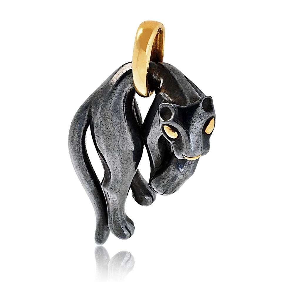 Cartier Panthere 18K Yellow Gold Hematite Panthere Pendant
