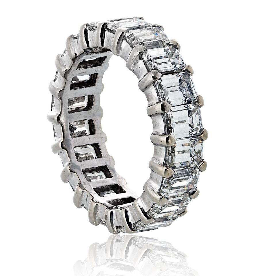 14K White Gold 7.00cttw Emerald Cut Diamond Eternity Band