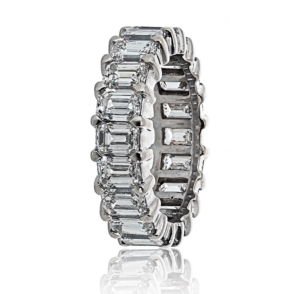 14K White Gold 7.00cttw Emerald Cut Diamond Eternity Band