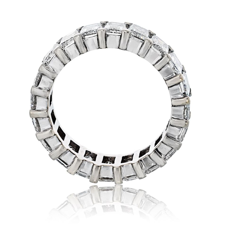 14K White Gold 7.00cttw Emerald Cut Diamond Eternity Band
