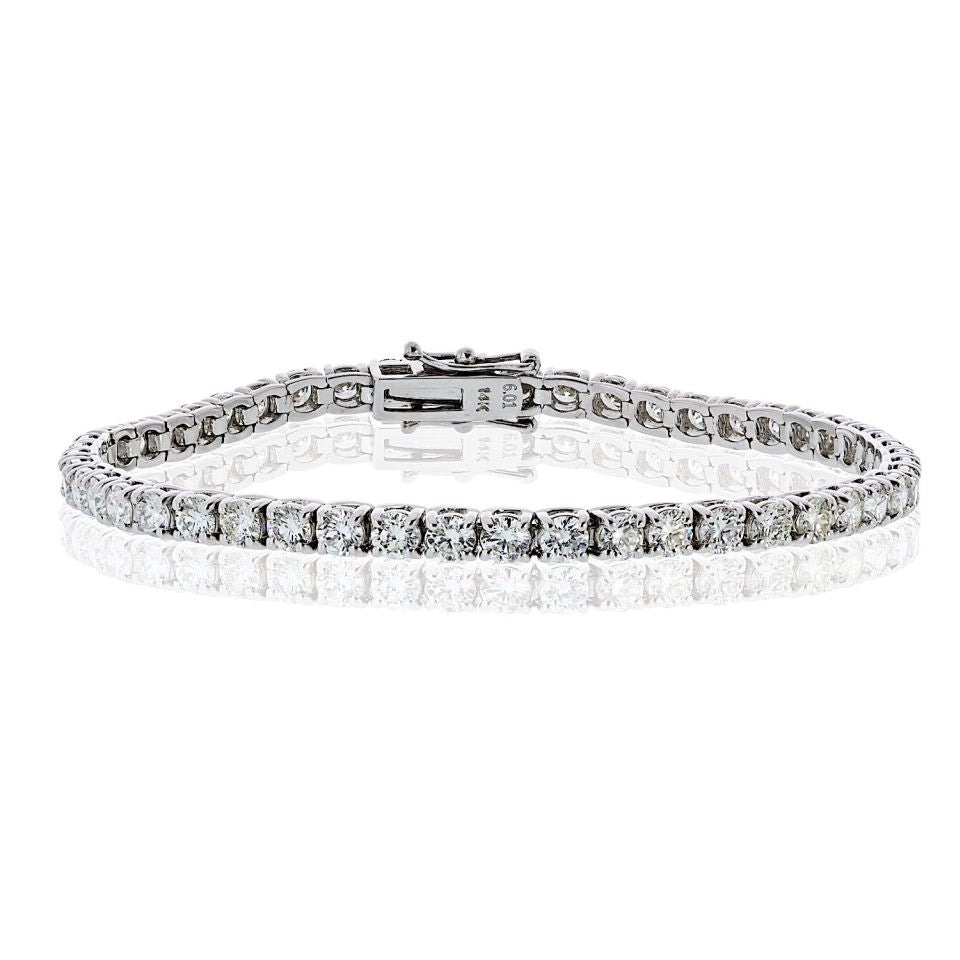 Tennis 14K White Gold 6.37cttw Round Diamond Bracelet