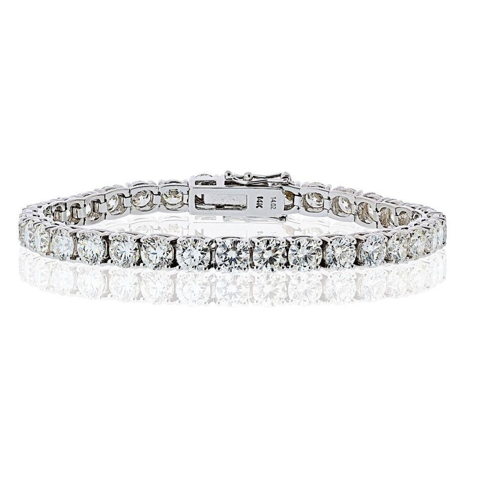 Tennis 14K White Gold 14.02cttw Round Cut Natural Diamond Tennis Bracelet