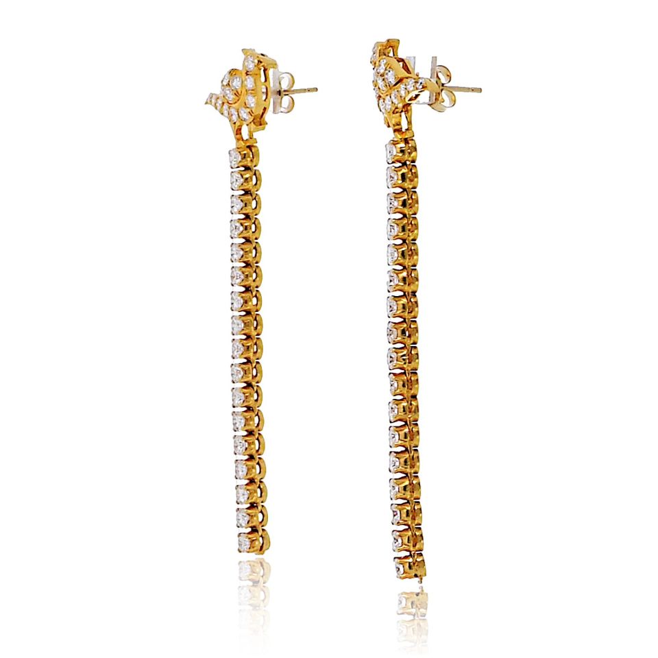 22K Yellow Gold 3.50cttw Diamond Drop Bird Tops Earrings