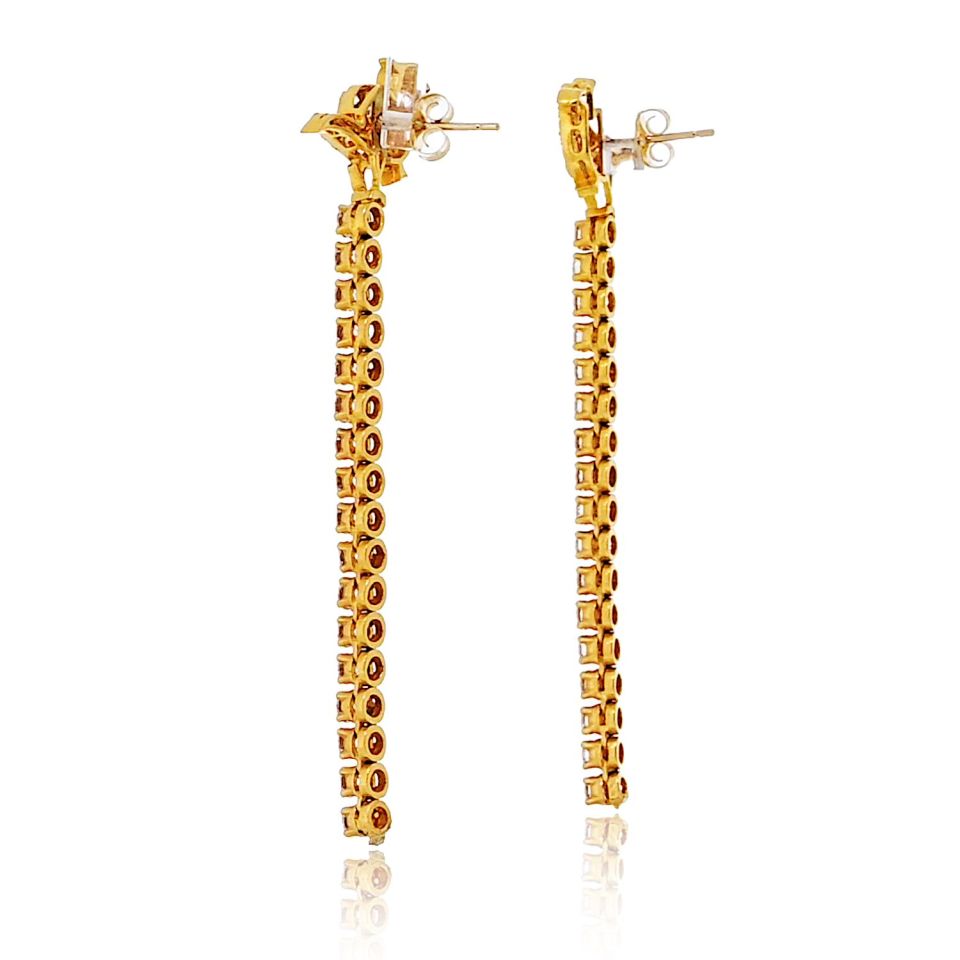 22K Yellow Gold 3.50cttw Diamond Drop Bird Tops Earrings