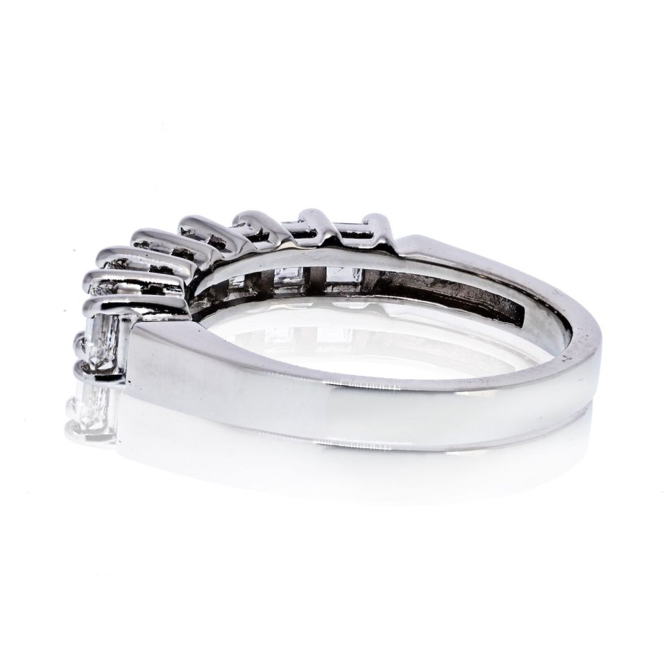 Platinum 1.75cttw Square Emerald Cut Diamond Wedding Band