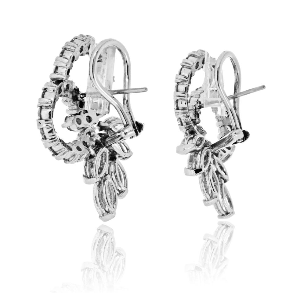 14K White Gold 4.50cttw Diamond Eastate Earrings