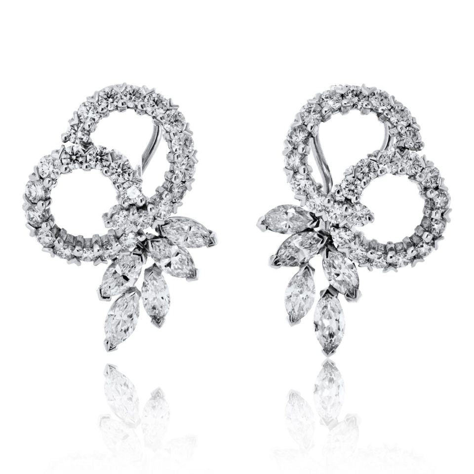 14K White Gold 4.50cttw Diamond Eastate Earrings