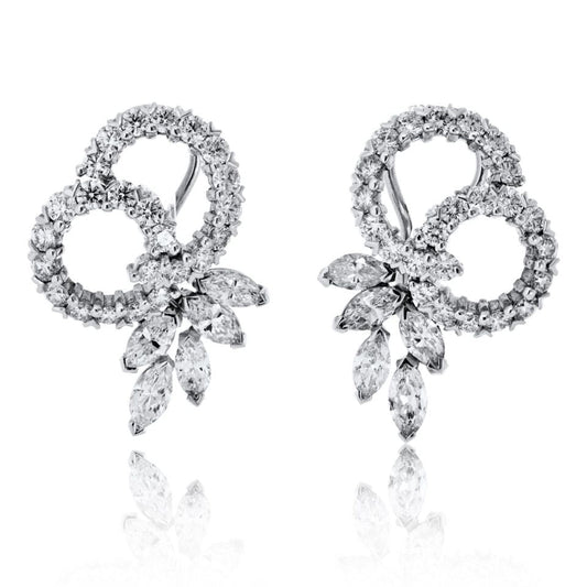 14K White Gold 4.50cttw Diamond Eastate Earrings