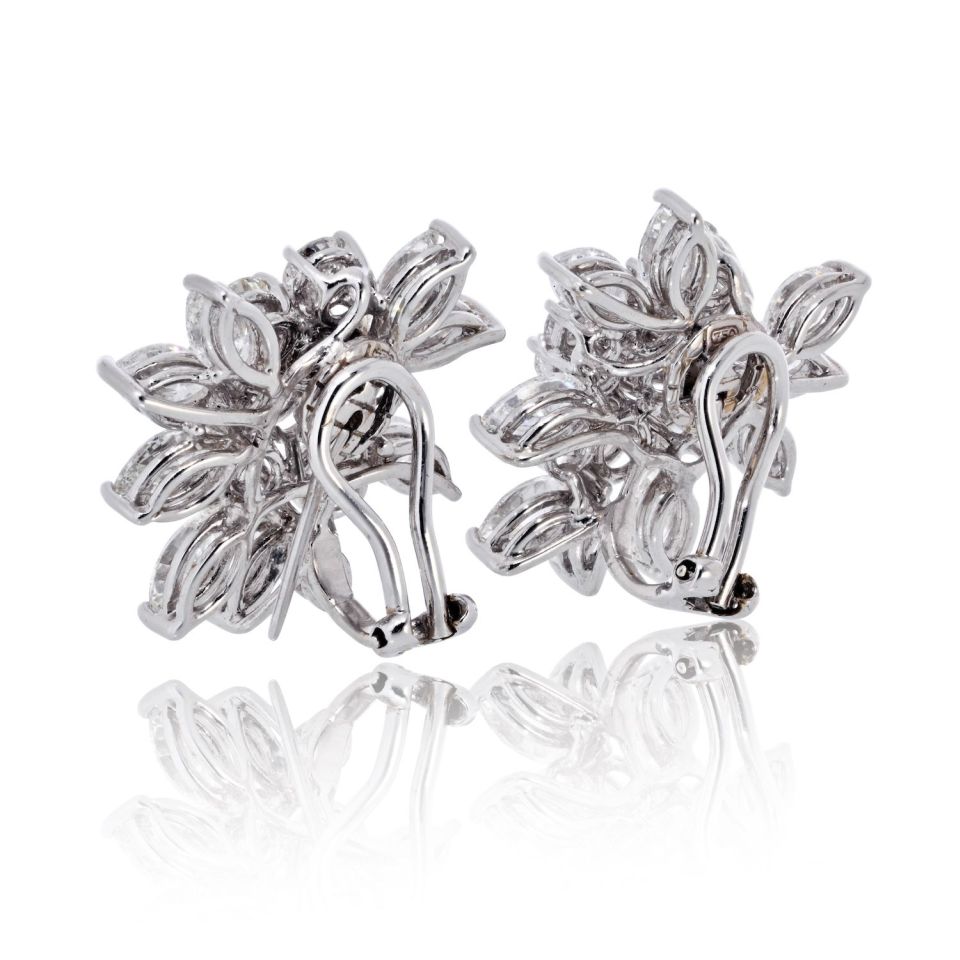 18K White Gold 7.00cttw Cluster Diamond Earrings