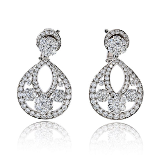 Van Cleef & Arpels Snowflake Platinum 6.70cttw Small Model Diamond Earrings