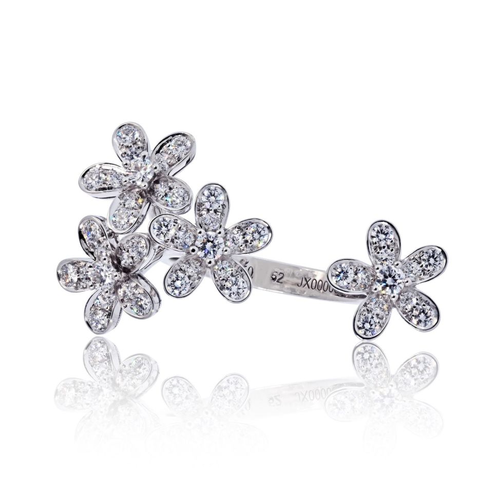 Van Cleef & Arpels 18K White Gold Socrate Between The Finger Diamond Ring