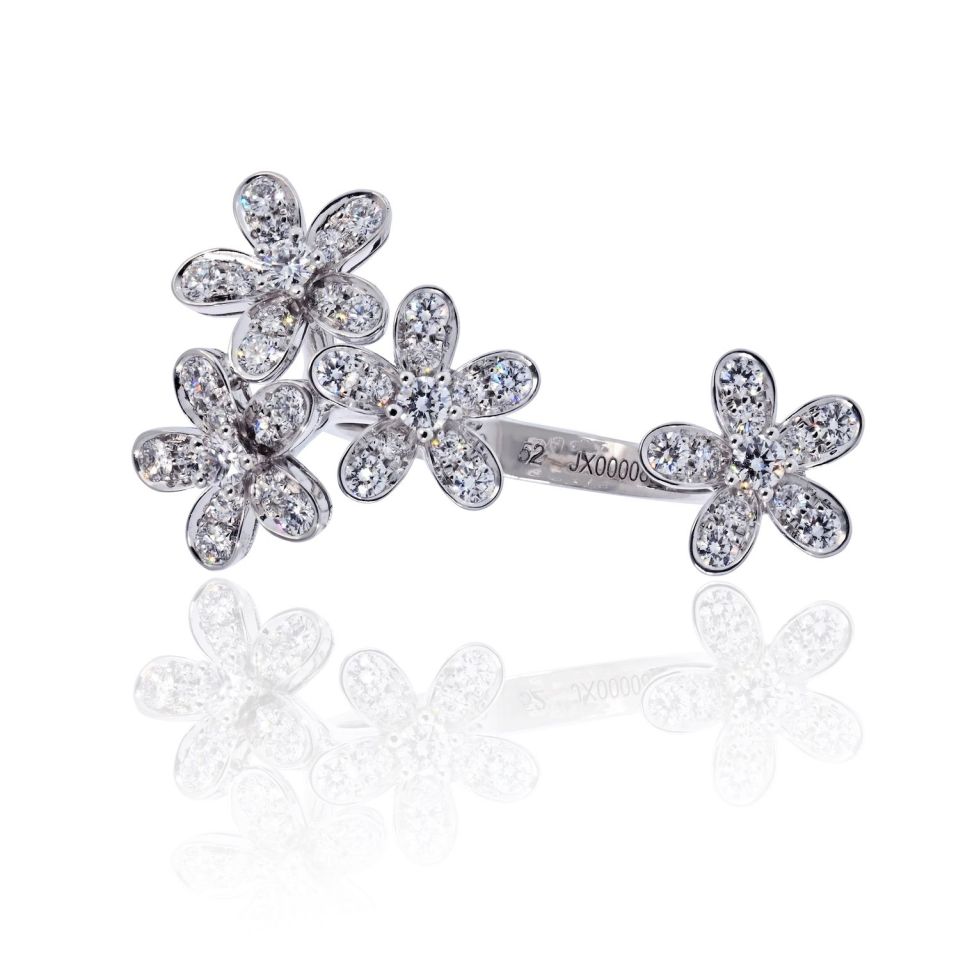 Van Cleef & Arpels 18K White Gold Socrate Between The Finger Diamond Ring